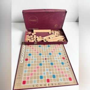 Vintage Scrabble Game Wooden Tile Set